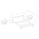 Cama de casal preta 160x200 2 mesas de cabeceira de carvalho com estrado de ripas Kivel Saldos