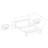 Cama de casal preta 160x200 2 mesas de cabeceira de carvalho com estrado de ripas Kivel Saldos