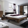 Cama de casal preta 160x200 2 mesas de cabeceira de carvalho com estrado de ripas Kivel Venda