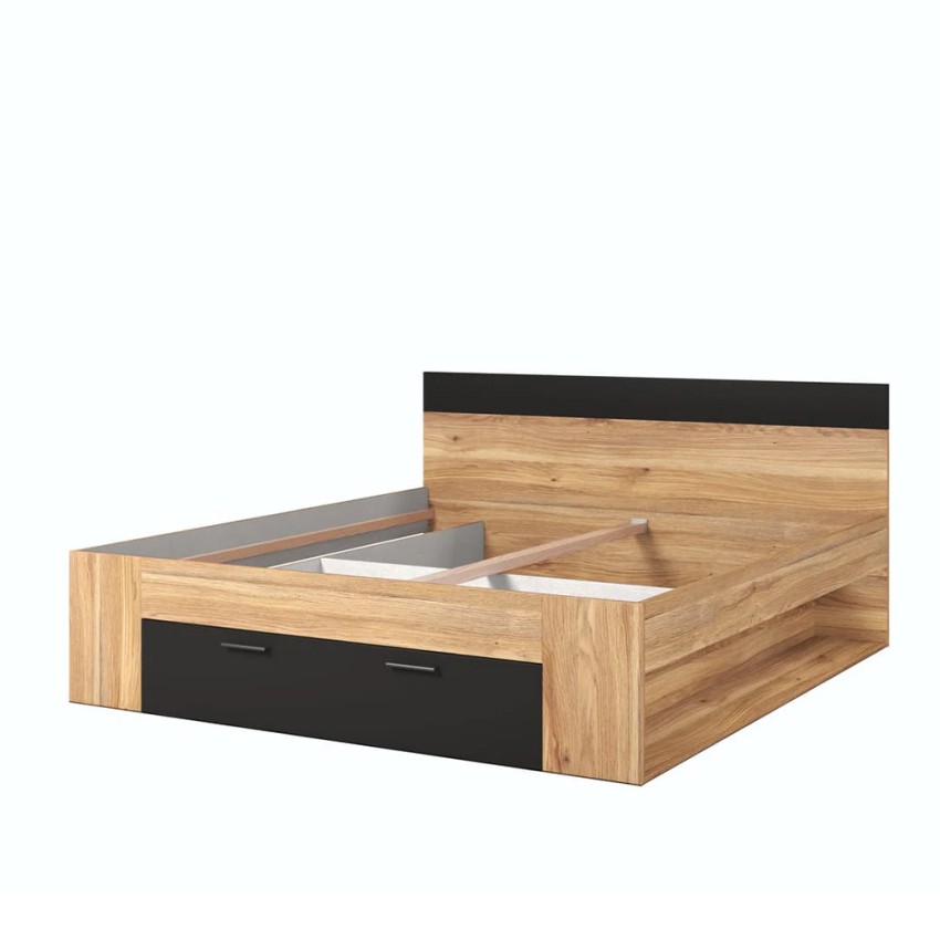 Cama de casal 180x200cm com gaveta de armazenamento e estrado com ripas Raina Promoção Cama de casal 180x200cm com gaveta de armazenamento e estrado com ripas Raina Promoção