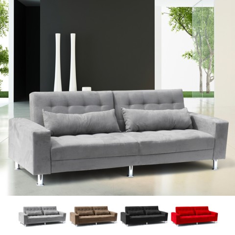 Sofá-cama 3 lugares Microfibra Reclinável Elegante Moderno e Versátil Quarzo Promoção