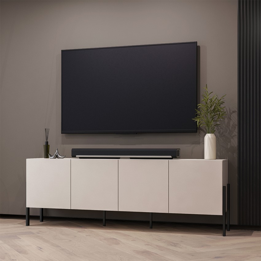 Móvel para TV bege para sala de estar com 4 portas e design moderno 200x40x69cm Givre Promoção Móvel para TV bege para sala de estar com 4 portas e design moderno 200x40x69cm Givre Promoção