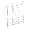 Cómoda bege para cozinha e sala de estar moderna com 3 gavetas e 2 portas 184x40x89cm Sibel Descontos
