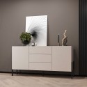 Cómoda bege para cozinha e sala de estar moderna com 3 gavetas e 2 portas 184x40x89cm Sibel Promoção
