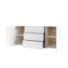 Móvel moderno branco para sala de estar com 3 gavetas e 2 portas 140x35x63cm Mehdi Saldos