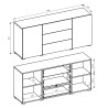 Móvel moderno branco para sala de estar com 3 gavetas e 2 portas 140x35x63cm Mehdi Estoque