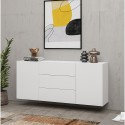 Móvel moderno branco para sala de estar com 3 gavetas e 2 portas 140x35x63cm Mehdi Descontos