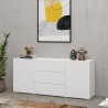 Móvel moderno branco para sala de estar com 3 gavetas e 2 portas 140x35x63cm Mehdi Promoção
