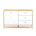 Móvel de cozinha moderno e branco de madeira de carvalho com 3 gavetas 120cm Gwen Oferta
