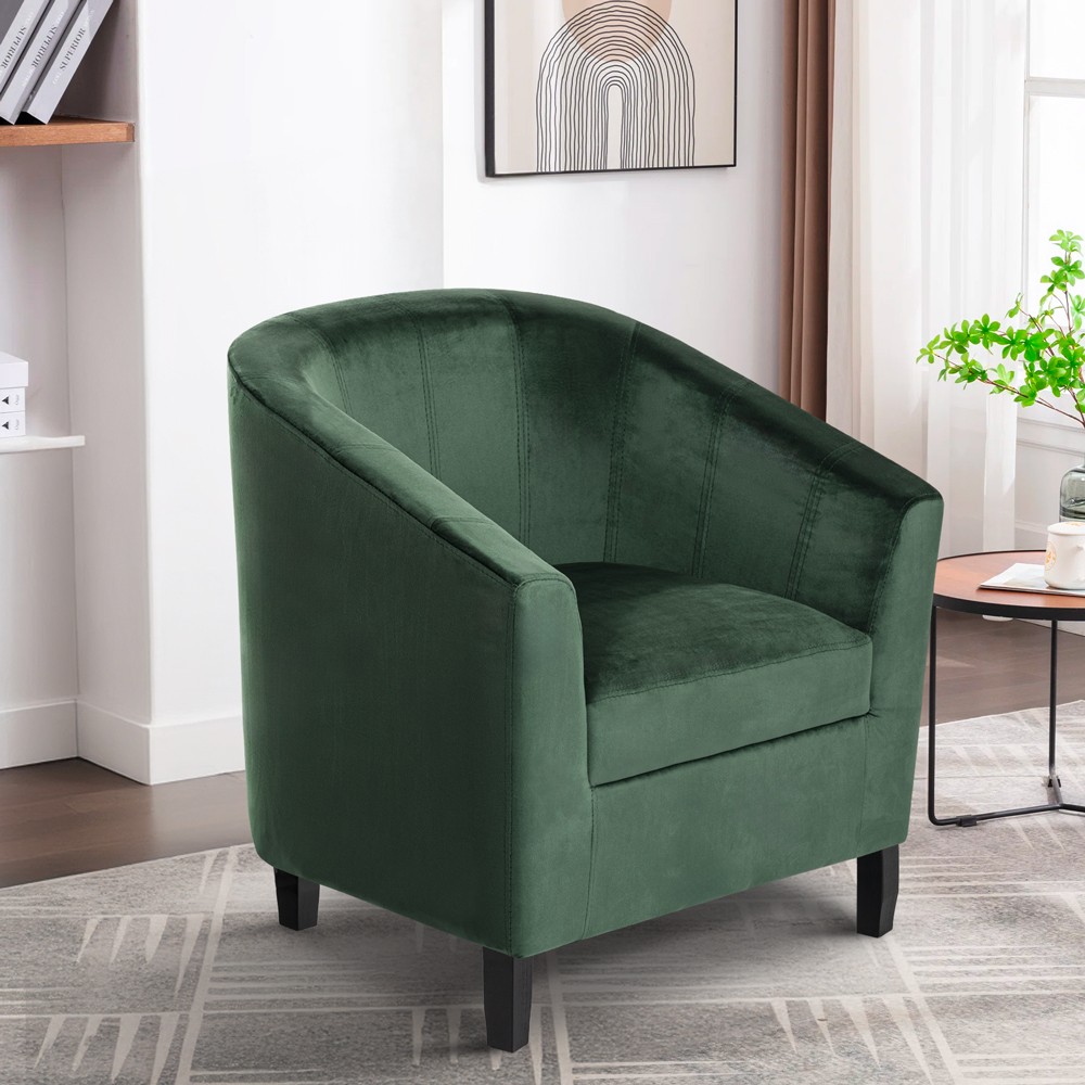 Poltrona clássica para sala de estar em tecido de veludo verde Cookie Lux