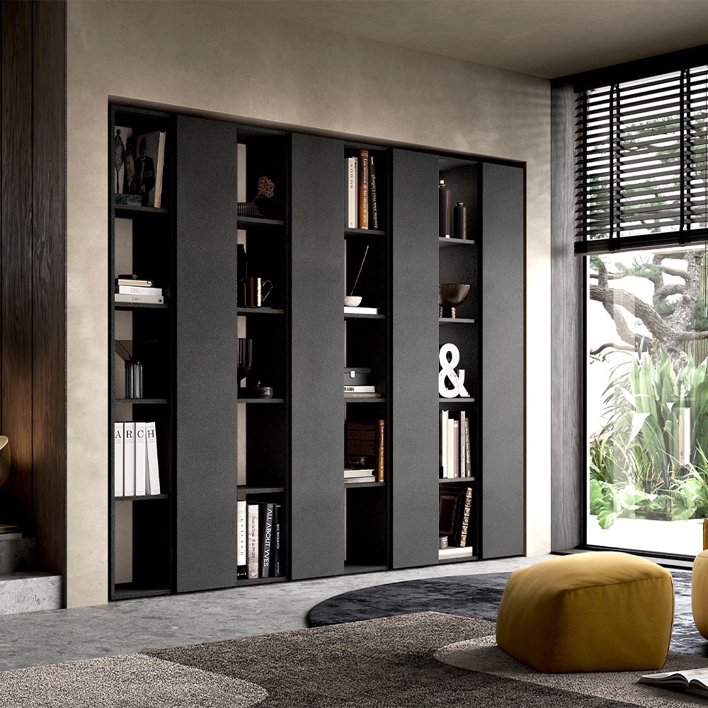 Estante de parede aberta para sala de estar design moderno preto Infinity 11