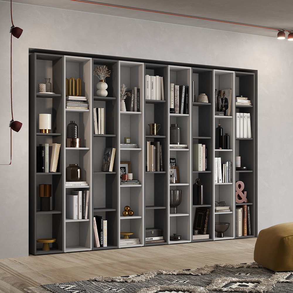 Estante de design para parede sala de estar moderna branco preto Infinity 35