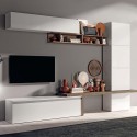 Móvel de Parede Contemporâneo para TV em Madeira Branca Brilhante Fantasy 03 Promoção