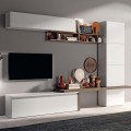 Móvel de Parede Contemporâneo para TV em Madeira Branca Brilhante Fantasy 03 Promoção