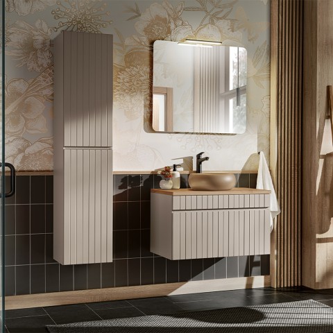 Mala de banheiro suspensa lavatório de apoio espelho coluna Coast 80 SA Promoção