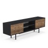 Móvel preto para TV com design moderno e portas de madeira 160x35x52cm Colosseo Venda