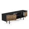 Móvel preto para TV com design moderno e portas de madeira 160x35x52cm Colosseo Saldos