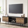 Móvel preto para TV com design moderno e portas de madeira 160x35x52cm Colosseo Catálogo