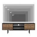 Móvel preto para TV com design moderno e portas de madeira 160x35x52cm Colosseo Estoque