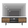 Móvel preto para TV com design moderno e portas de madeira 160x35x52cm Colosseo Estoque