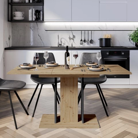 Mesa de jantar extensível que poupa espaço 100-140x60cm carvalho preto Wood Mini Promoção