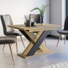 Mesa de jantar extensível moderna 120-160x90cm em madeira carvalho preto Xao Saldos