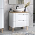 Móvel de lavatório de casa de banho branco em madeira efeito mármore Fiji Promoção