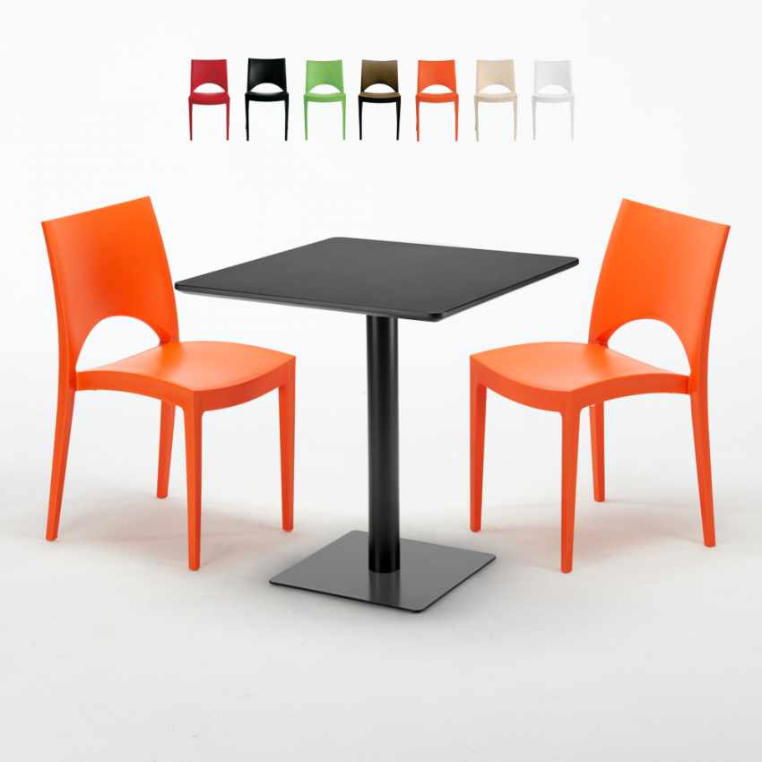 Conjunto de Mesa com 2 Cadeiras Preta Quadrada Bares Restaurantes Casas 70x70 Kiwi Descontos