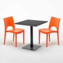 Conjunto de Mesa com 2 Cadeiras Preta Quadrada Bares Restaurantes Casas 70x70 Kiwi Custo