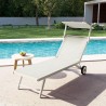 Espreguiçadeira de Alumínio Jardim Piscina ou Praia com Rodas Alabama Estoque