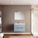 Móvel de casa de banho suspenso 80cm com gavetas, lavatório e espelho com luz LED Iris 80 Oferta