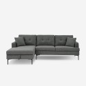 Sofá de canto com 3 lugares com compartimento de arrumação em tecido cinzento Tangeri Oferta