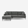 Sofá de canto com 3 lugares com compartimento de arrumação em tecido cinzento Tangeri Oferta