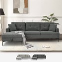 Sofá de canto com 3 lugares com compartimento de arrumação em tecido cinzento Tangeri Promoção