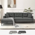 Sofá de canto com 3 lugares com compartimento de arrumação em tecido cinzento Tangeri Promoção
