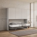 Móvel com cama de solteiro dobrável horizontal armários brancos Kando D Promoção