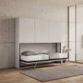 Móvel com cama de solteiro dobrável horizontal armários brancos Kando D Promoção