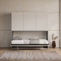 Móvel com cama de solteiro dobrável horizontal armários brancos Kando D Saldos
