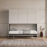 Móvel com cama de solteiro dobrável horizontal armários brancos Kando D Saldos