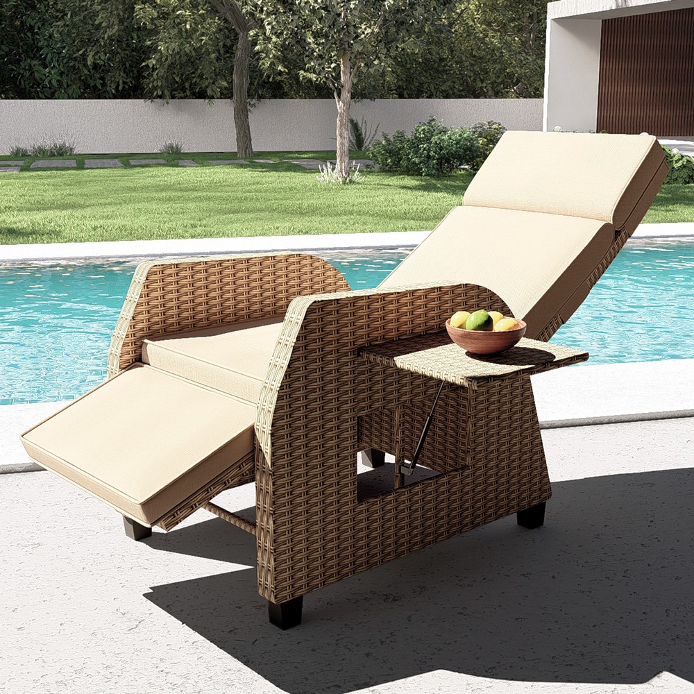 Poltrona de relaxamento em vime manualmente reclinável para jardim exterior Sanremo