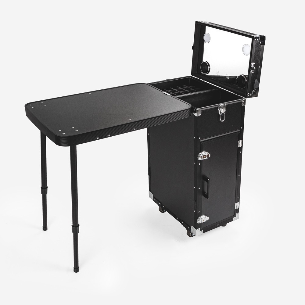 Mala de maquilhagem trolley com mesa, espelho e luzes Smarty