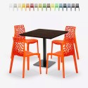 Conjunto de mesas e 4 cadeiras de Metal Empilháveis 90x90cm Dustin Promoção