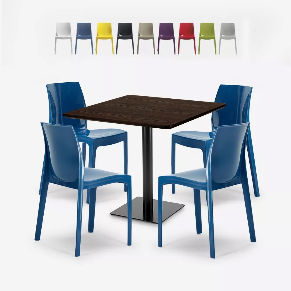 Conjunto de mesa e 4 cadeiras madeira Moderna Clássica Elegante 90x90 Yanez