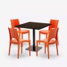 Conjunto de mesa e 4 cadeiras empilháveis p​/Bar Restaurante 90x90 Prince 