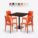 Conjunto de mesa e 4 cadeiras empilháveis p​/Bar Restaurante 90x90 Prince Promoção