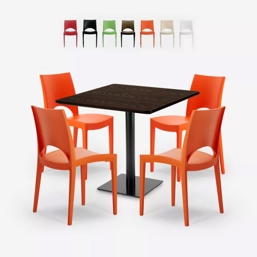 Conjunto de mesa e 4 cadeiras empilháveis p/Bar Restaurante 90x90 Prince Promoção Conjunto de mesa e 4 cadeiras empilháveis p/Bar Restaurante 90x90 Prince Promoção