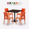 Conjunto de mesa e 4 cadeiras empilháveis p​/Bar Restaurante 90x90 Prince Promoção