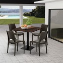 Conjunto de mesa e 4 cadeiras empilháveis p​/Bar Restaurante 90x90 Prince 