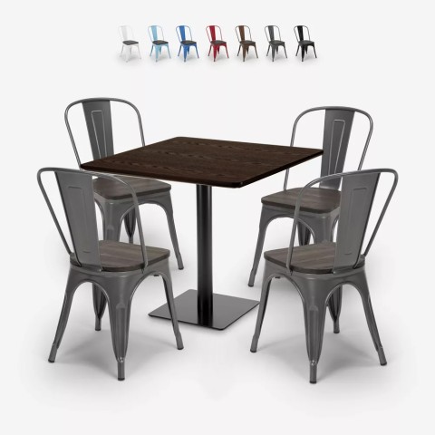 Conjunto de Mesa de Madeira p/Café ou Bar Metal Edgar Promoção