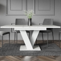 Mesa moderna branca extensível 120-160x80cm efeito mármore Masiv Saldos
